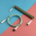 thumbnail image 1 of GX16 USB-C to USB-A Aviation Coiled Data Cable Nylon Braided Mechanical Keyboards Cable, 1 of 4