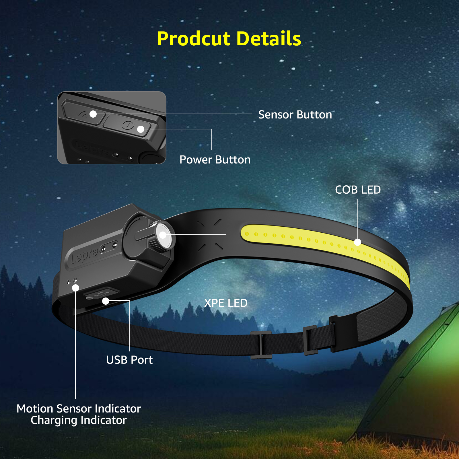 Lepro Rechargeable LED Motion Sensor Headlamps 2-Pack photo 8