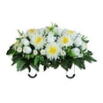 thumbnail image 1 of Promotion Cemetery Flowers Outdoor Grave Decorations Cemetery Headstone Saddle Flower Sympathy Silks Artificial Cemetery Flowers Realistic Roses and Chrysanthemum, Outdoor Grave Decorations, 1 of 4