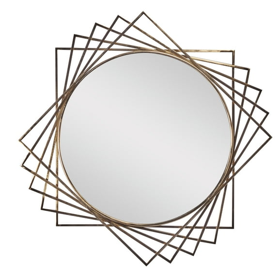 DecMode 42" x 42" Black Geometric Wall Mirror