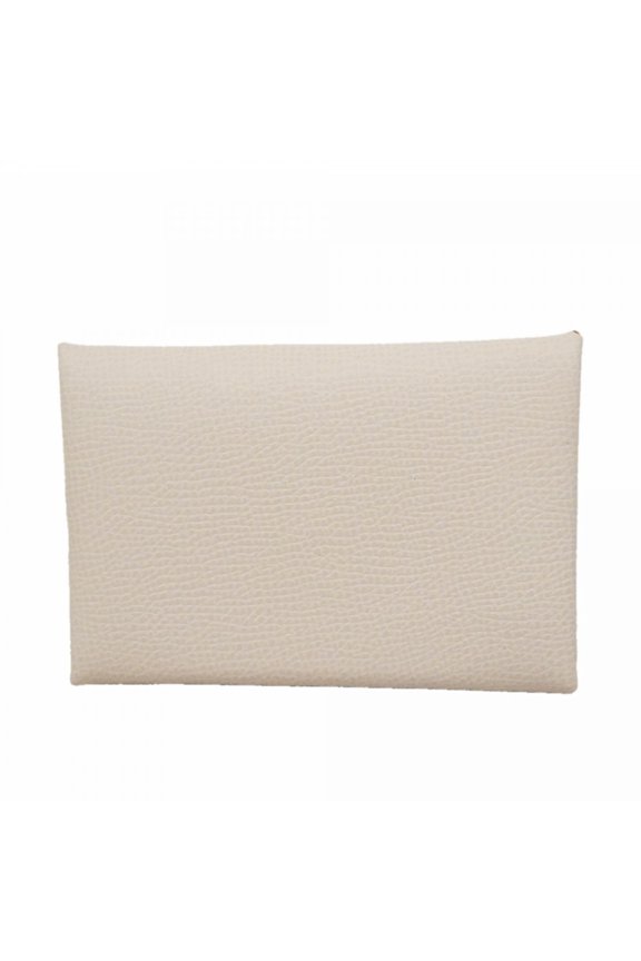 Pre-Owned Hermes Calvi Business Card Holder/Card Case, Veau Epsom Leather, Gris Perle, B Stamp,...