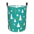 thumbnail image 2 of LNWH Laundry Basket, Abstract Green Christmas Tree Pattern Foldable Laundry Hamper with Handles Waterproof, Medium Size, 2 of 8