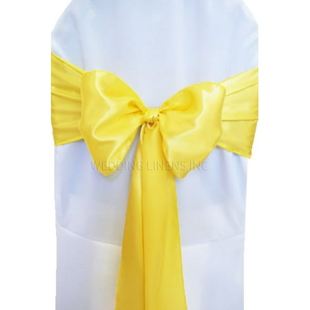 Wedding Linens Inc. (10pcs) 8" x 108" Satin Chair Sashes Chair Sash Bow ties for Wedding Party Catering Banquet Decoration Events - Canary Yellow