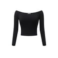 thumbnail image 6 of Sedceaty Women Short Shirt, Long Sleeve Off Shoulder Solid Color Casual Street Party Crop Tops, 6 of 7