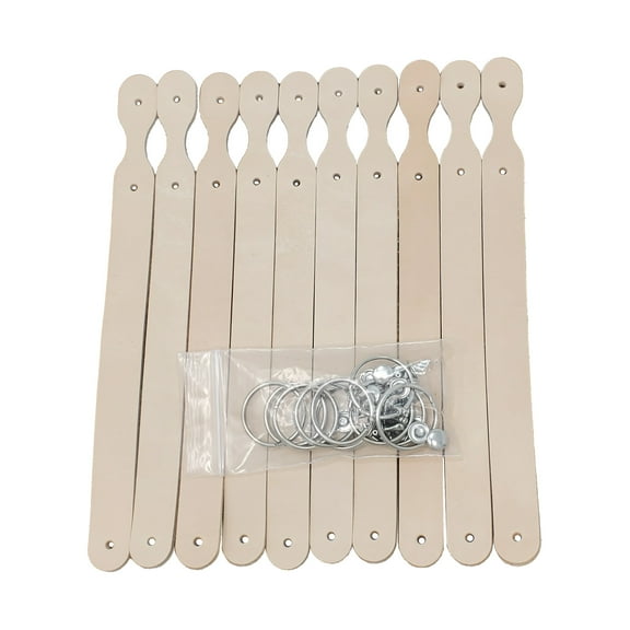 10 Packs Blank Leather Keychains -Engraving Ready Full Grain Leather Keychains-Summer Camps, Promotions Ideas