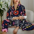 thumbnail image 6 of Hirioo Dancing Skeletons Floral Garden for Women's Pajama Sets 2 Piece Pjs Women's Long-Sleeved Pajama Set Button Down Sleepwear,S-XXL-Medium, 6 of 7