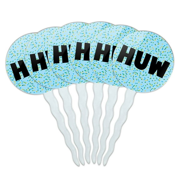 Huw Cupcake Picks Toppers - Set of 6 - Blue Speckles