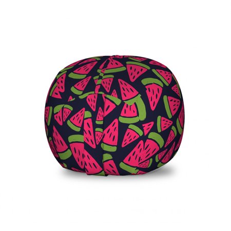 Melon Storage Toy Bag Chair  Creative Fruit Pattern with Slices of Watermelon  Stuffed Animal Organizer Washable Bag  Large Size  Blue Dark Coral  by Ambesonne