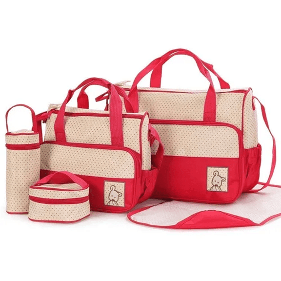 Set 5 Bolsas Pañaleras Cambiador Bebe Rojo Malubero Organizar fácilmente todos los elementos
