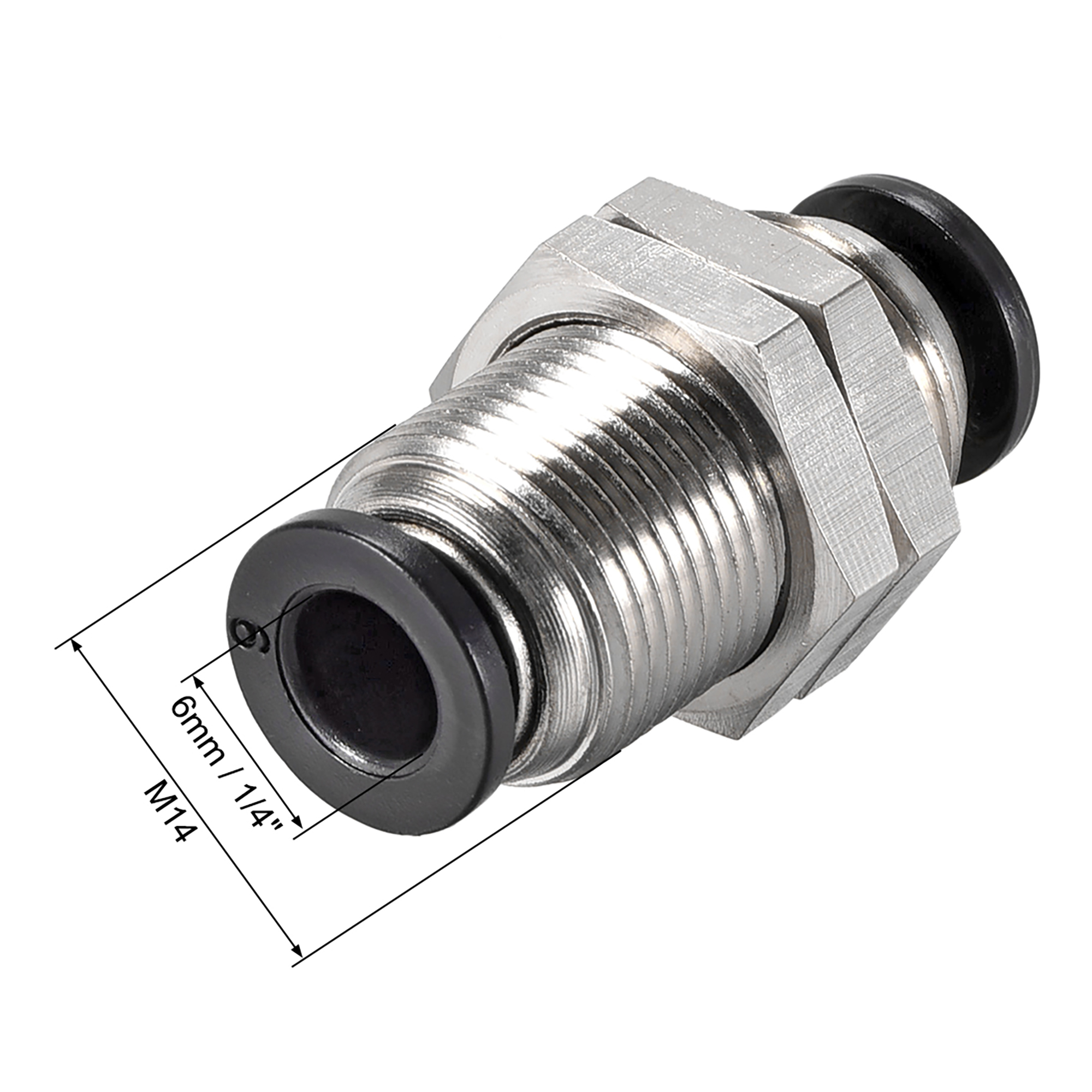 1 4 Air Line Push Fittings PneumaticPlus PMM-1/2 Push To Connect Tube Fitting, Bulkhead Union - 1/2\" Tube O 1 4 Id Tubing