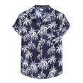 thumbnail image 3 of Jinhomg Men's Holiday Beach Shirts 2025 Fashion Tropical Palm Tree Print Hawaiian Shirt Lightweight Comfy Button Down Lapel Collar Summer Vacation Shirts Winter Saving Navy XXXL, 3 of 10