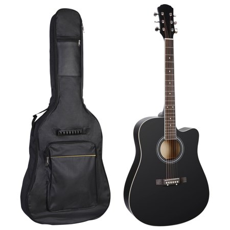 Acoustic Guitar 41" Full Size Beginner with Case Strap Capo Strings Tuner Black