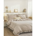 thumbnail image 2 of Move Over Tassel Bedding Sets Twin White Ruffle Pattern Chic Farmhouse Duvet Cover Set Washed Microfiber No Filling, 2 of 9