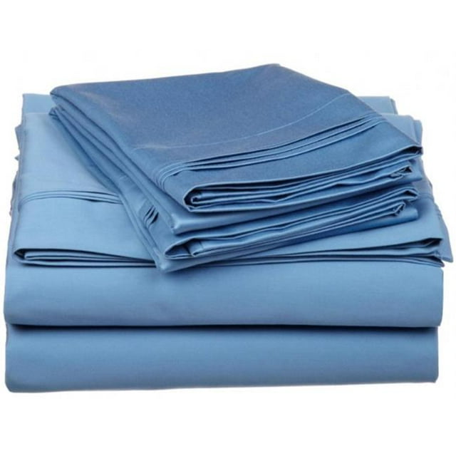 Egyptian Cotton 650 Thread Count Solid Sheet Set Olympic Queen-Medium Blue