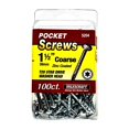 thumbnail image 1 of Milescraft 5204 Tornillos con orificio de bolsillo para madera - Cabeza de arandela n.° 7 x 1-1/2" con rosca gruesa (100 piezas) Torx Drive autorroscante para uso en interiores, 1 of 5