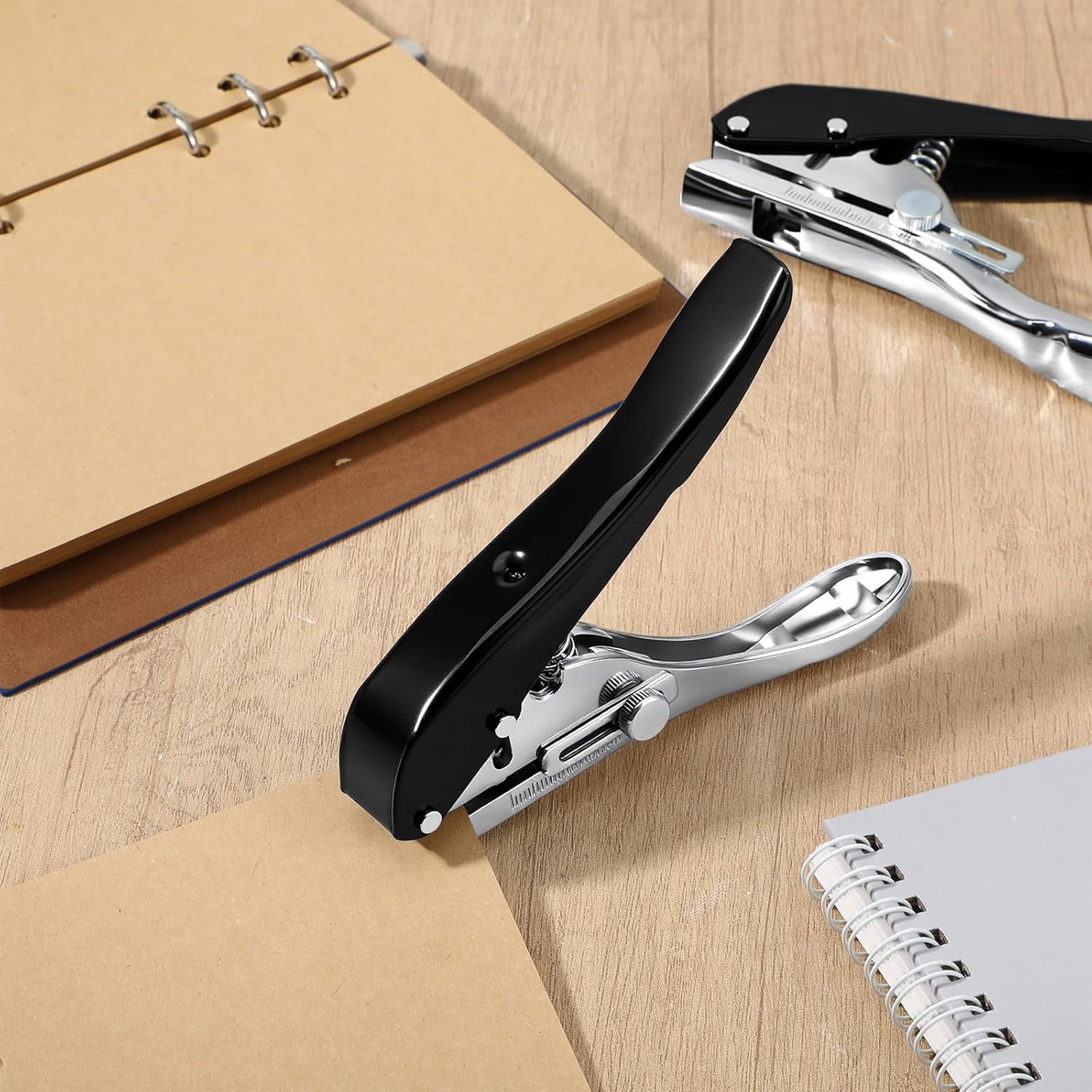 3 Pack Single Hole Punch 1/4 5/16 3/8 Inch Heavy Duty Hole Puncher Paper Punch Portable Hand Held Punches for Paper Cards Plastic Cardboard
