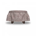 thumbnail image 4 of Abstract Ottoman Cover, Retro Circular Motif Leaf, 2 Piece Slipcover Set with Ruffle Skirt for Square Round Cube Footstool Decorative Home Accent, Standard Size, Eggshell and Chocolate, by Ambesonne, 4 of 5