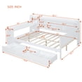 thumbnail image 4 of Full Size Wooden Daybed with Desk, 3 Storage Drawers and Three Large Side Compartments, Pine Construction Daybed with Usb Ports And Power Outlets for Bedroom, Living Room, White, 4 of 8