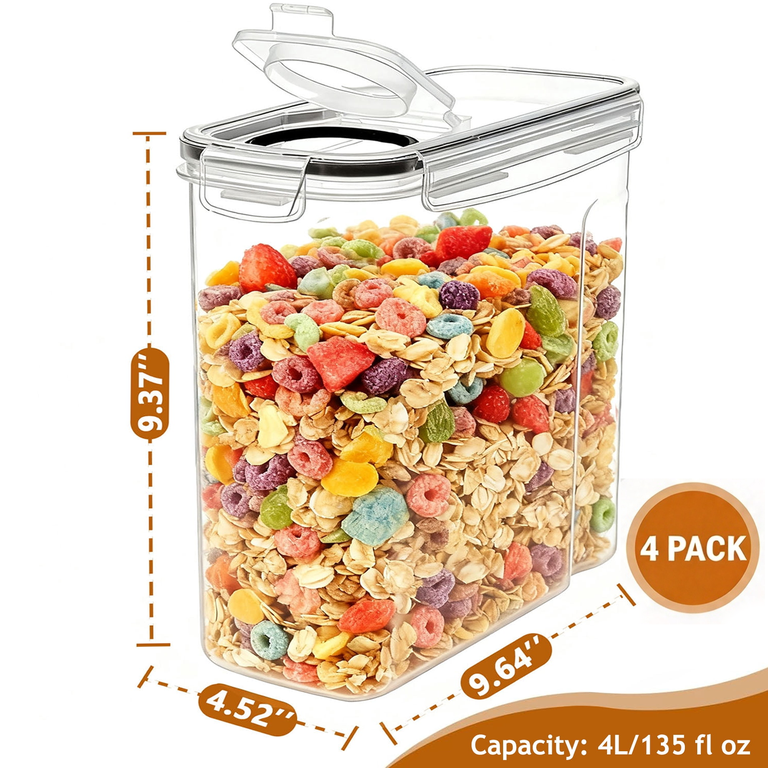 Airtight Cereal Containers Set of 4 with Labels and Marker photo 2