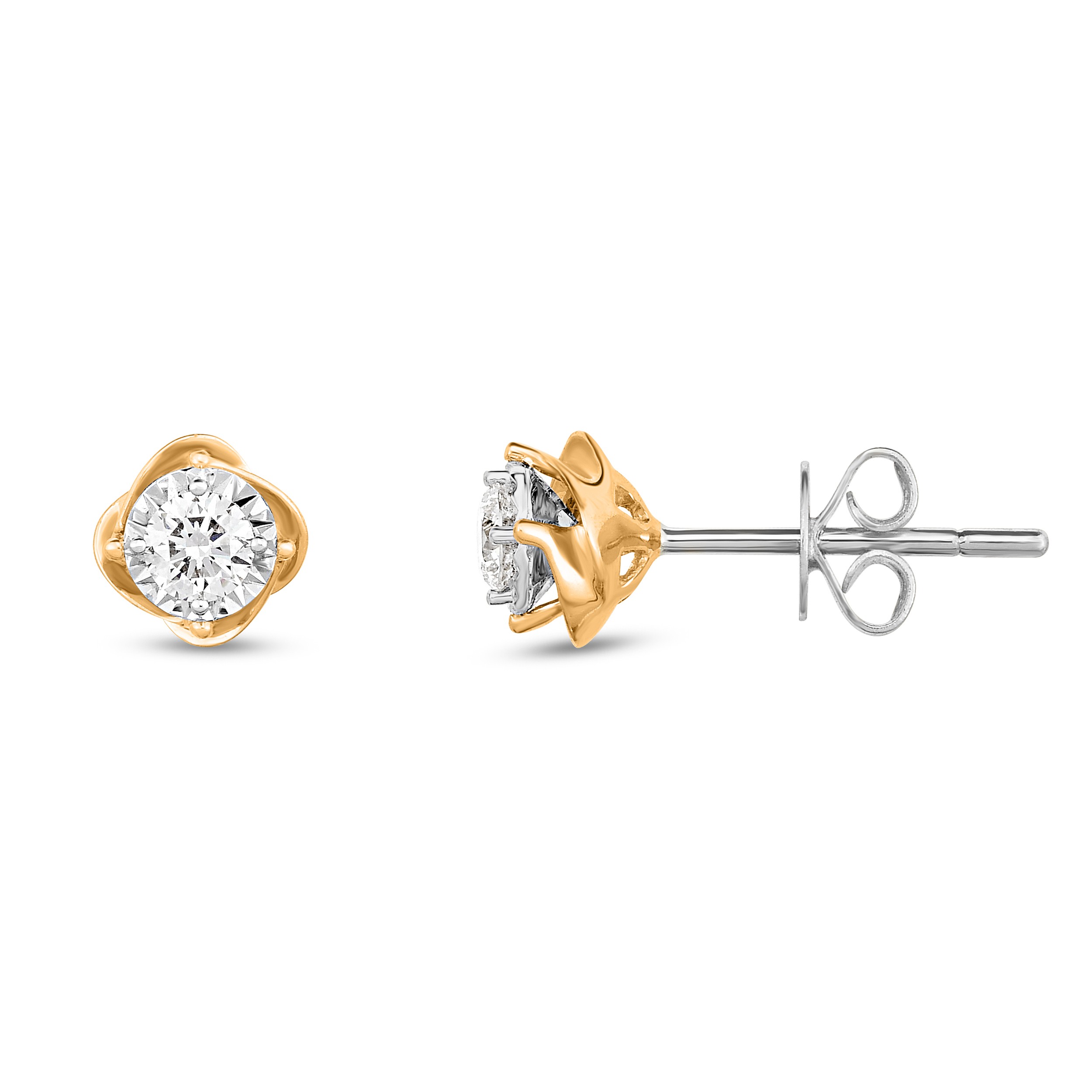 Diamaison 1/4 Cttw Natural White Diamond Stud Earrings for Adult in 10Ktt Gold