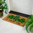 thumbnail image 2 of Northlight Natural Coir Plaid St. Patrick's Day Shamrocks Outdoor Doormat 18" x 30", 2 of 7