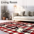 thumbnail image 2 of ODIKA 6'x9' Machine Washable Non-Slip Area Rug, Nordic Reindeer with Interlocking Plaid Accents High Traffic Rug, Red, 622566, 2 of 7