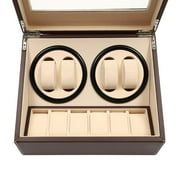 4+6 Leather Auto Self-winding Watch Winder Storage Display Case Box Dual Motor