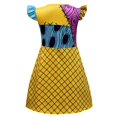 thumbnail image 2 of Halloween Patchwork Dress Costume Gothic Nightmare Cosplay Flutter Sleeve A Line Dress Outfit for Theme Party, 2 of 6