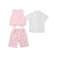 thumbnail image 4 of Miaeowve Baby Boys Classic Tuxedo Suits Kids 3pcs Formal Shorts Set Wedding Christening Pageant Pink 120, 4 of 7