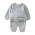 thumbnail image 1 of Hiiyo Girls Solid Color Ribbed Sports Sweatshirt+Pants 2Pcs Outfits, 1 of 4