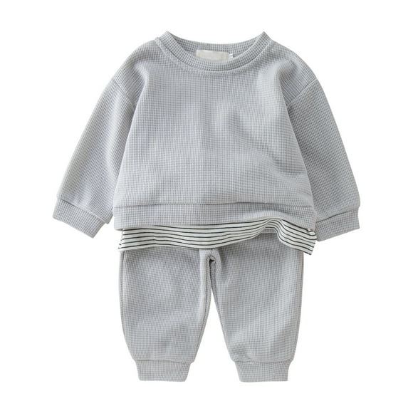 Kids Knitted Tracksuit Set Ribbed Sportswear Outfits for Toddlers and Children Two Piece Comfy Wear