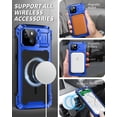 thumbnail image 2 of Military Grade Aluminum Magnetic Case for iPhone 15 (6.1"), Heavy Duty Rugged Cover with Built-in Glass Screen Protector & Camera Kickstand,Blue, 2 of 5