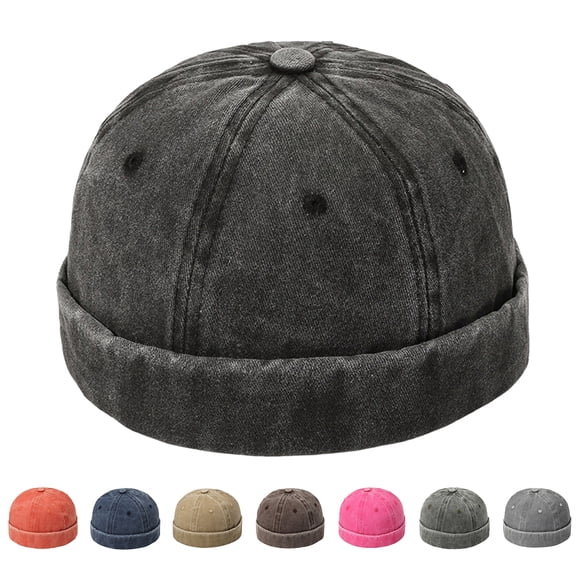 NUZYZ Docker Hat Solid Color Adjustable Breathable Brimless Lightweight Decorative Retro Four Seasons Sailor Hat Daily Hat
