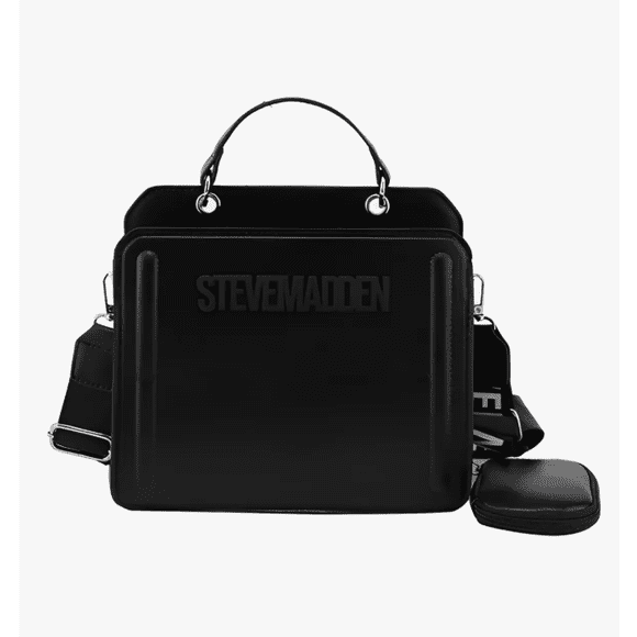 Bolsa Crossbody Xtellar Negro Letras Cuero Cierre Ajustable Reversible