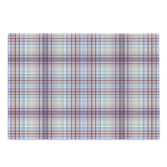 Checkered Cutting Board, Thin Geometric Strips Retro Folkloric Irish Cultural Design, Decorative Tempered Glass Cutting and Serving Board, Large Size, Violet Blue Turquoise, by Ambesonne