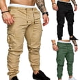 thumbnail image 1 of Pants Breathable Tied Rope Solid Color Drawstring Casual Long Pants for Outdoor Navy Blue M, 1 of 8