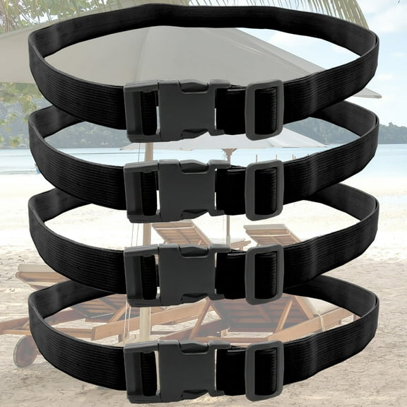 4 Pcs Towel Bands for Beach Chairs Adjustable Beach Towel Holder Elastic Chair Clips Straps for Pool Cruise Carnival Ship Travel Vacation Accessories Essentials(Black))