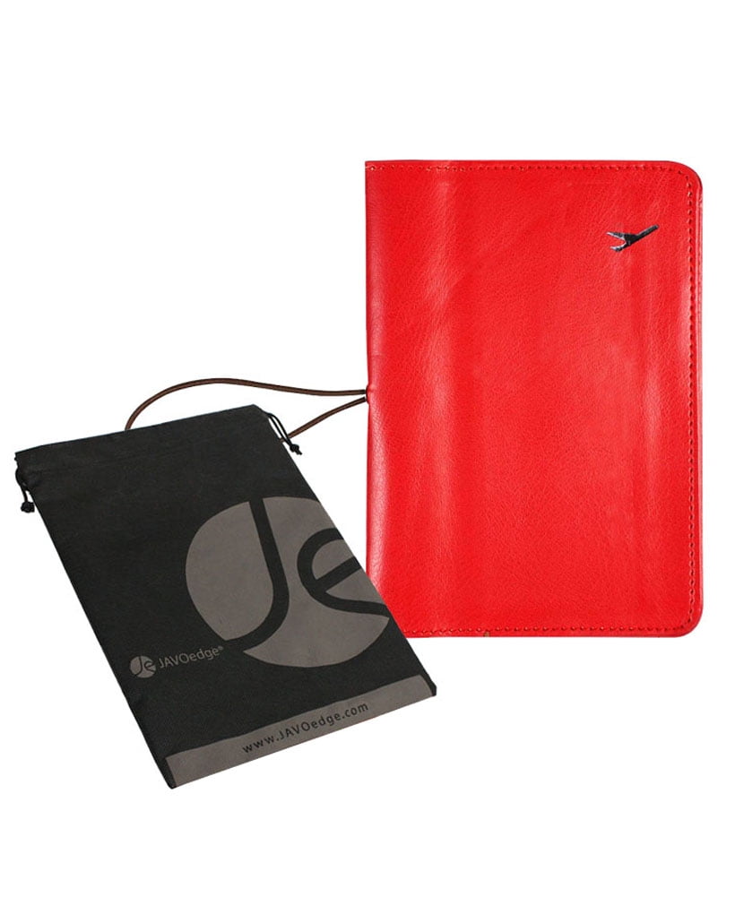 JAVOedge Red Wrap Around Passport Holder Case with Pockets for Boarding
