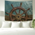 thumbnail image 3 of Tapestry Wall Hanging Tropical Ocean Nautical Ship Wheel Tapestry Polyester Tapestry Bright Wall Art Wall Blanket Wall Decor for Bedroom Living Room Dorm Decor（60 x 51 inch） Home Decor Gifts, 3 of 7