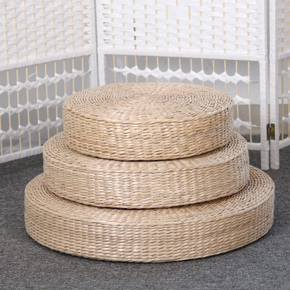 ibasenice Outdoor Floor Cushion Round Pillow Khaki Straw Worship 1Pcs for Home Life