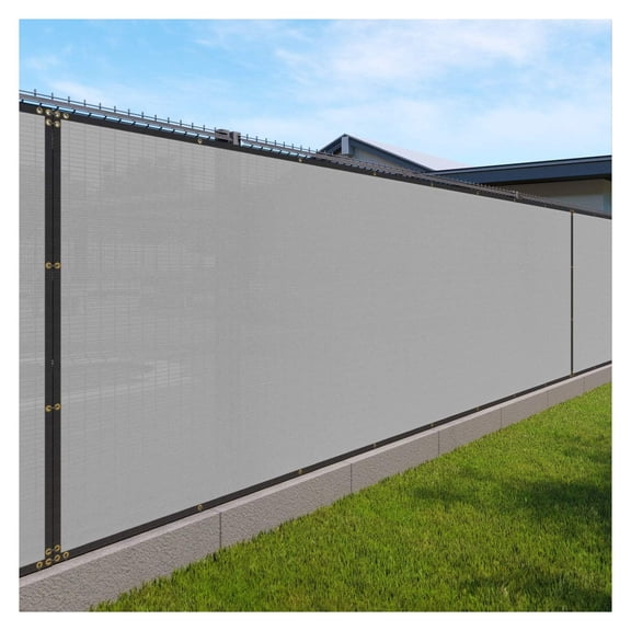Privacy Fence Screen Heavy Duty Windscreen Fencing Mesh Fabric Shade Net Cover with Brass Grommtes for Outdoor Wall Garden Yard Pool Deck, 6'x12' Light Gray