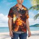 thumbnail image 3 of Fotbe Western Fire Cowboy Camisa Hawaiana para Hombre Unisex – Camisa Casual de Verano con Botones de Manga Corta de Algodón y Lino,Large, 3 of 7