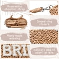 thumbnail image 4 of Bolso tejido a mano Straw Bride con diseño de letra rosa Mrs., 4 of 6