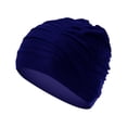 thumbnail image 3 of Gorro de Baño Gorro de Baño Elástico, Nailon, Gorro de Buceo a La Moda, Gorro de Baño, Gorro de Baño para Pelo Largo Y Corto, Playa de Verano, Adultos Azul oscuro, 3 of 8