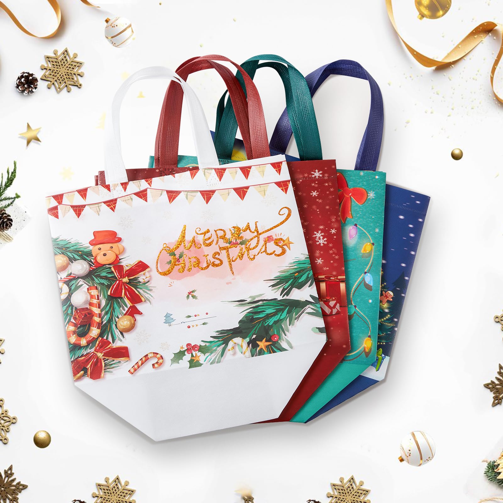 COCOBELA 8-Piece Christmas Large Gift Bags with Handles, Non-Woven photo 4