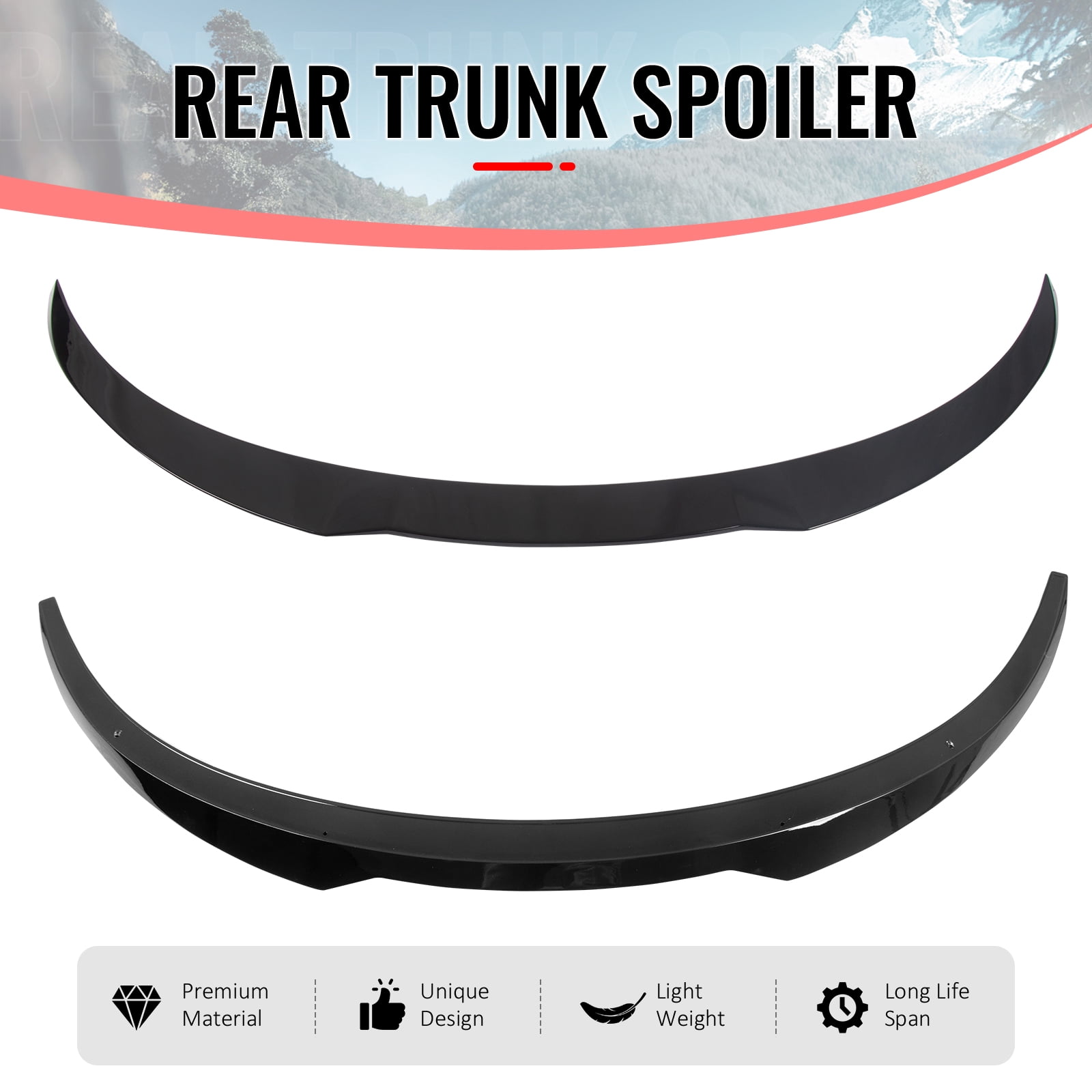 Ikon Motorsports Trunk Spoiler Compatible with 2025-2026 Tesla Model Y Juniper, IKON Style Gloss Black ABS Plastic Rear Trunk Lid Spoiler Wing Lip