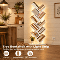 10 Tier White Tree Bookcase with LED Lights Freestanding Floor Storage ...