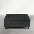 thumbnail image 6 of Simpli Home Harrison 36 inch Wide Upholstered Solid Wood Square Storage Ottoman, Distressed Graphite Black, 6 of 6