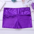 thumbnail image 6 of Aislor Girls Shiny Metallic High Waist Booty Shorts Dance Sports Slim Fit Hot Pants Activewear Size 4-14 A Purple 12, 6 of 7