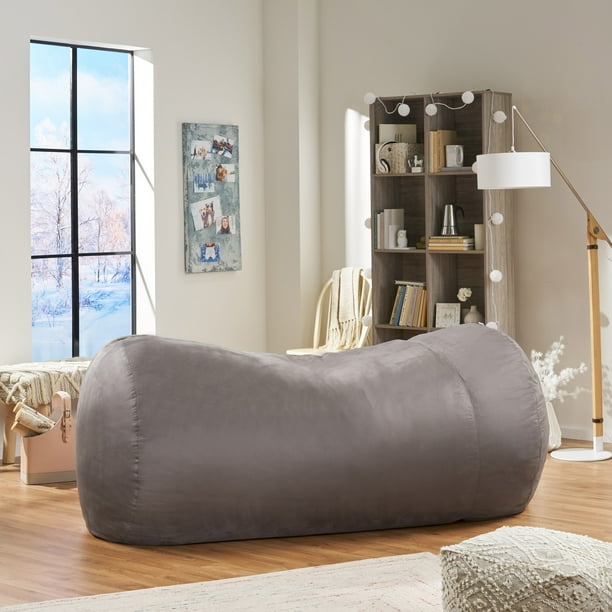 Noble House Anna Suede Bean Bag Chair, Gray